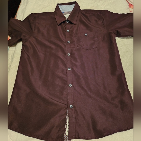 Boys Craft+flow Plum Button Up Shirt, Size 10-12 - Picture 4 of 8